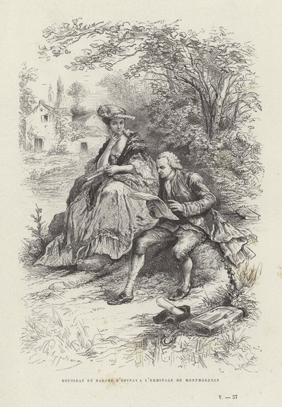 Rousseau e Madame DEpinay no LErmitage de Montmorency de French School