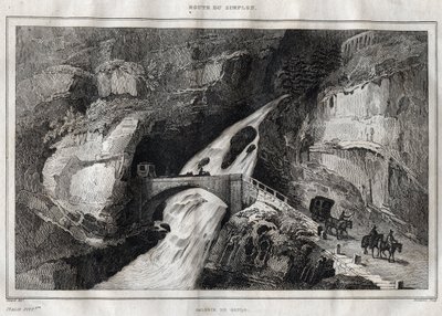Route du Simplon - Gravura de "Picturesque Italy" de M. de Norvins, Ch. Nodier 1834-1836. de French School