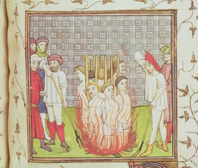 Roy 20 C VII f.44v Queimadura dos Templários, c.1308 (velino) de French School