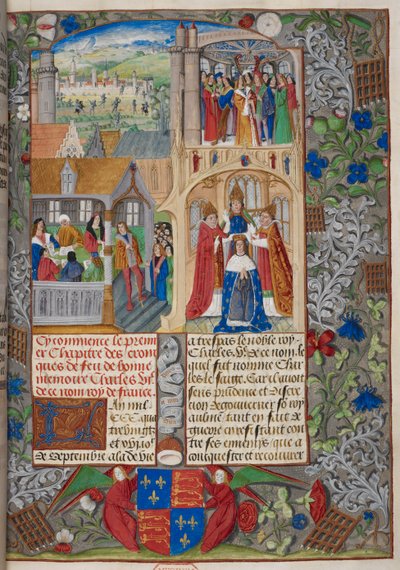 Royal 20 E. V, f.8 Coroação de Carlos VII, cenas do 