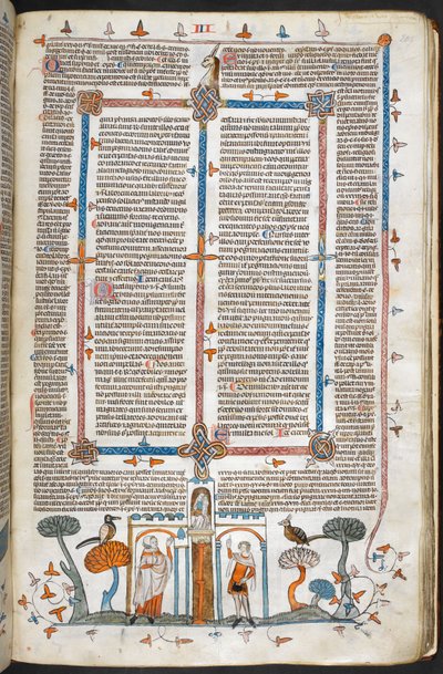 Royal MS 10 E IV, f.209r, The Painter and the Devil, de Decretals of Gregory IX com brilho de Bernard de Parma (os 