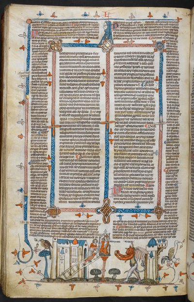 Royal MS 10 E IV, f.209v, The Painter and the Devil, de Decretals of Gregory IX com brilho de Bernard de Parma (os 