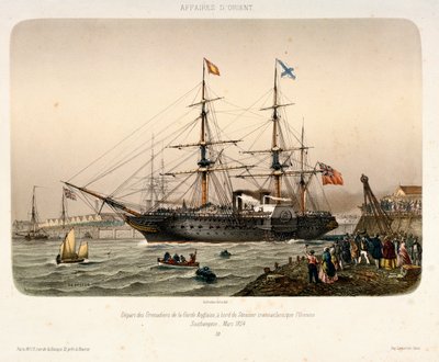 O navio a vapor "Orinoco", da Royal West Indian Mail, a sair de Southampton, c.1854 (litografia) de French School