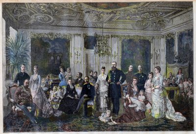 Famílias reais reúnem-se na Dinamarca para celebrar as bodas de prata do czar e da czarina numa pequena aldeia de Juleboekshusene do 