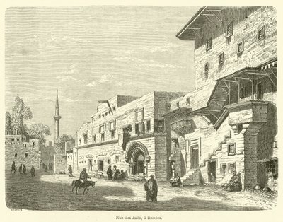 Rue des Juifs, a Rhodes (gravura) de French School