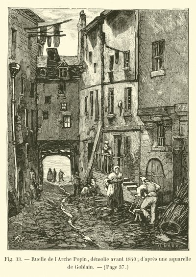 Pista do Arco Popin, demolida antes de 1840; dapres uma aguarela de Goblain de French School