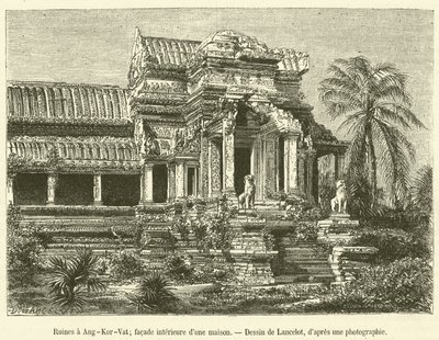Ruínas em Ang-Kor-Vat, fachada interior de uma casa (gravura) de French School