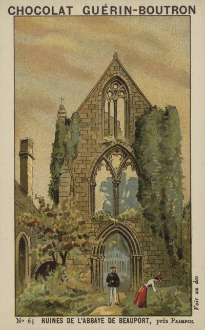 Ruínas da Abadia de Beauport, perto de Paimpol de French School