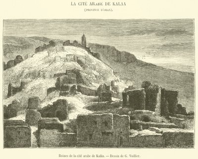Ruínas da cidade árabe de Kalaa (gravura) de French School