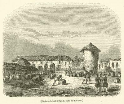 Ruínas do forte de Oueida, cote des Esclaves (gravura) de French School