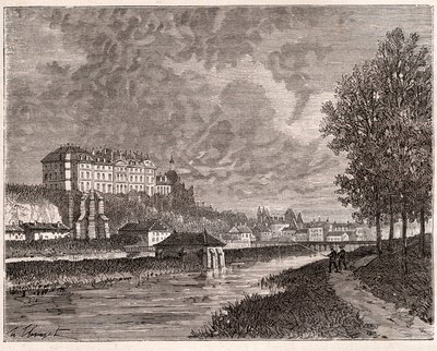 Sable-sur-Sarthe (Sable sur Sarthe) - gravura em "La France illustree: geography, history, statistical administration" de V.A. Malt-Brown. 1884 de French School