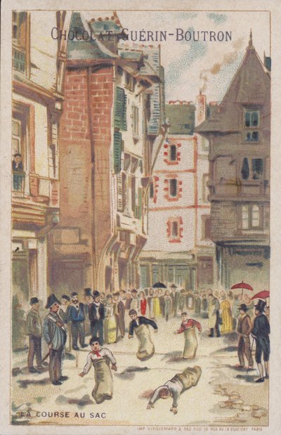 Sack race em uma rua (chromolitho) de French School