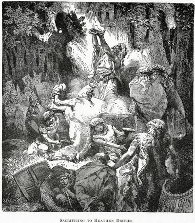 Sacrificando-se às Deidades pagãs, c.1890 de French School