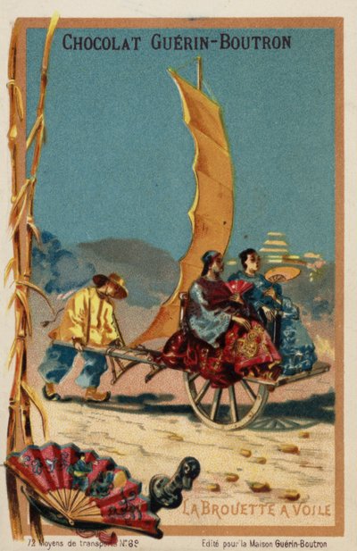Carrinho de mão movido a vela (chromolitho) de French School