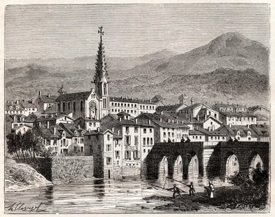 Saint-Antonin-Noble-Val (Saint Antonin Noble Val) - Languedoc-Roussillon-Midi-Pyrenee - gravura em "France illustree: geography, history, statistical administration" de V.A. Malt-Brown. 1884 de French School
