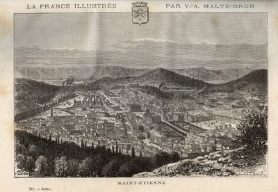Saint-Etienne (Saint Etienne) - gravura em "France illustree: geography, history, statistical administration" de V.-A. Malt-Brown. 1884 de French School
