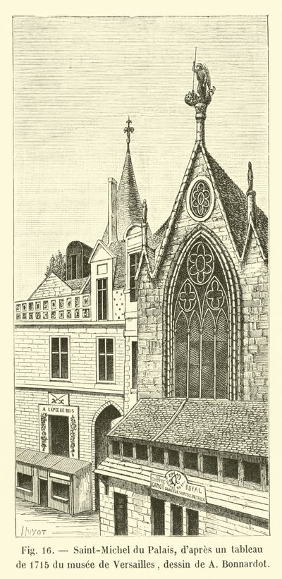 Saint-Michel du Palais, de uma pintura de 1715 do Museu de Versalhes, desenhando por A Bonnardot de French School