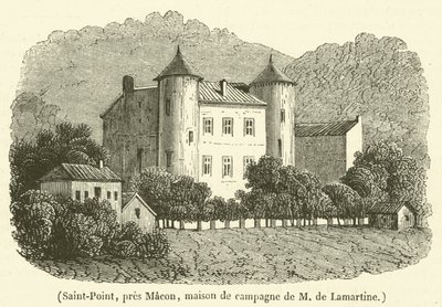 Saint-Point, perto de Macon, casa de campo de M de Lamartine (gravura) de French School