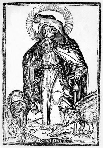 St. Anthony, o Grande, Grande frontispício de S.Antonio na imagem simbólica do livro por Theophile Raynaud, publicado 1659 de French School