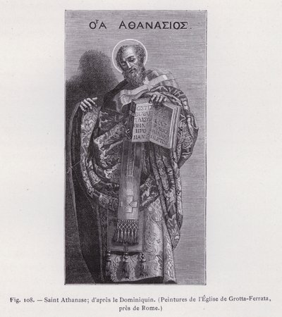 Santo Atanásio; depois do Dominiquim, Pinturas da Igreja de Grotta-Ferrata, perto de Roma (gravura) de French School