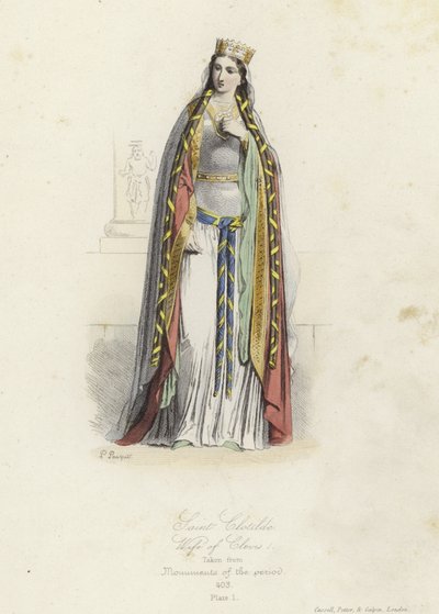 Santa Clotilde, esposa de Clóvis I, rei dos francos de French School