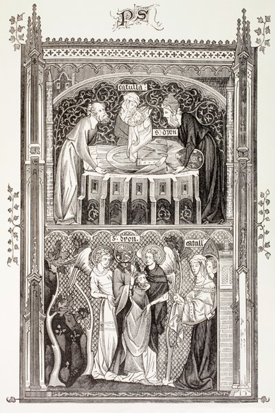 Saint Denis, de "A vida militar e religiosa na Idade Média", de Paul Lacroix, publicou Londres c.1880 de French School