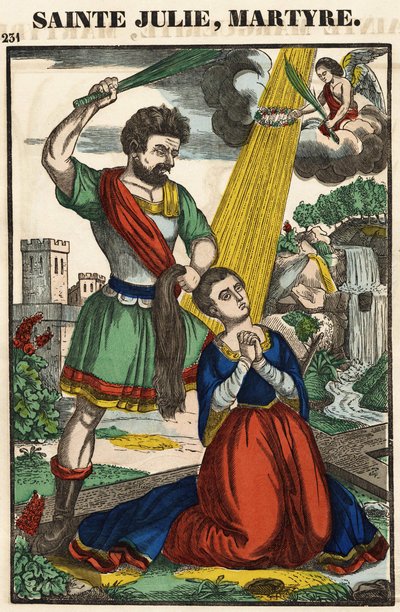 Santa Júlia, martírio, imagem espinhal do século XIX. de French School