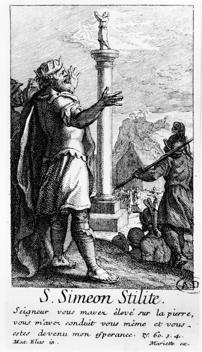 Saint Simeon Stylite na sua coluna de French School