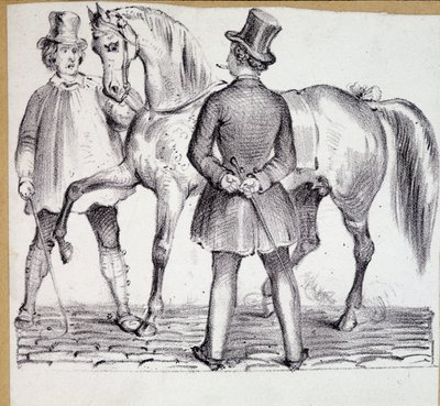 Venda de um cavalo (maquilhagem e cliente). de French School
