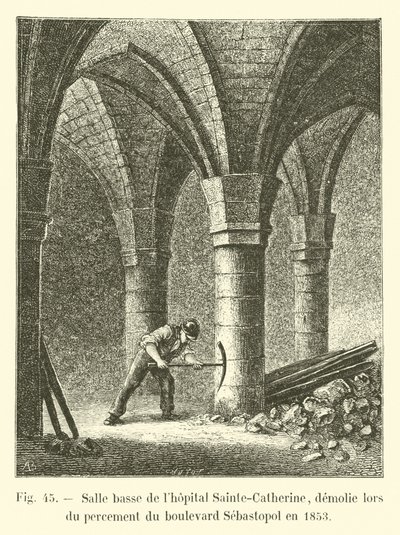 Sala inferior do Hospital Sainte-Catherine, demolida durante a avenida sebastopol em 1853 de French School