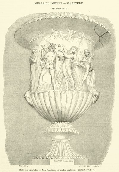 Sala dos Caryatids, vaso Borghese, em mármore pentelic, altura, Im, 717 (gravura) de French School