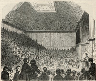 Salle des cours au College de France à Paris au 19eme century - Gravação em "Tableau-de-Paris" de Edmond Texier 1852 de French School