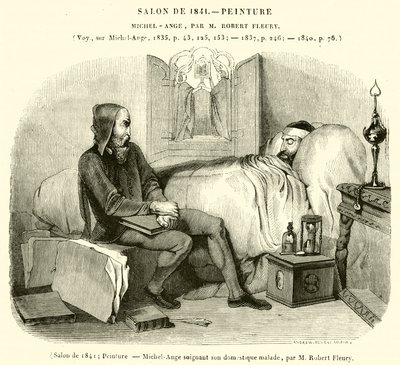 Salão de 1841, Pintura, Michelangelo cuidando do seu criado doente (gravura) de French School