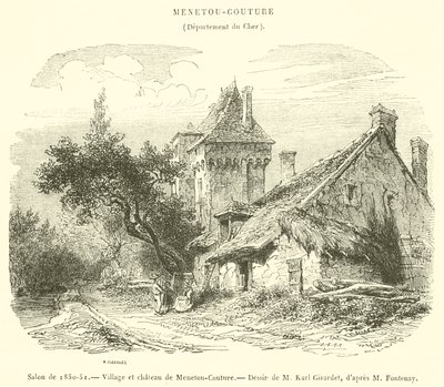 Salão de 1850-51, Aldeia e Castelo de Menetou-Couture (gravura) de French School