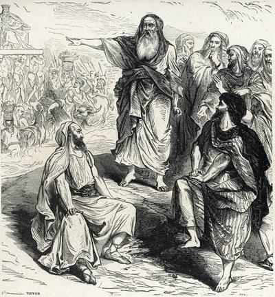 Samuel mostrando aos israelitas os perigos de ter uma gravura do rei de Lahure, colecção privada do século XIX de French School