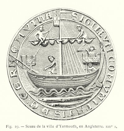 Selo da cidade de Yarmouth, Inglaterra, século XIII (gravura) de French School