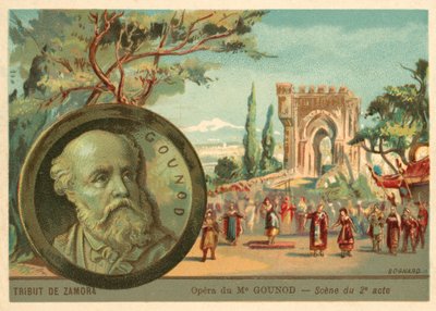 Cena da ópera de Charles Gounod Le Tribut de Zamora (chromolitho) de French School