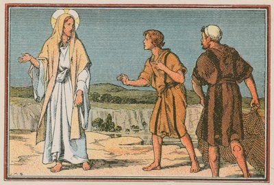 Cena da vida de Jesus (gravura colorida) de French School