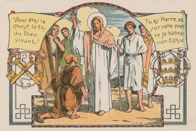 Cena da vida de Jesus (gravura colorida) de French School