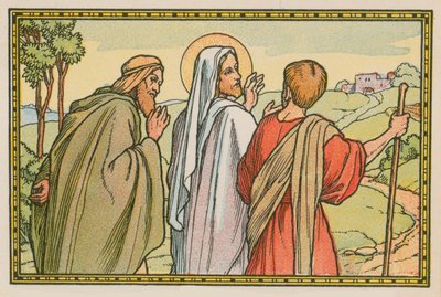 Cena da vida de Jesus (gravura colorida) de French School