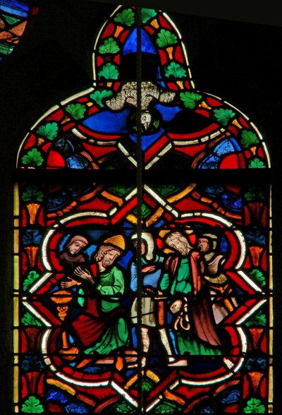 Cena na janela E retratando Pilatos lavando as mãos; a pomba do Espírito Santo de French School