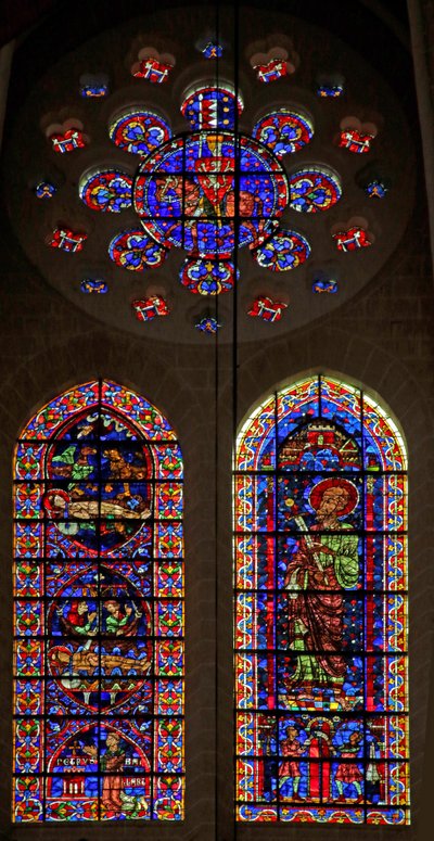 Cenas relativas à morte de São Vicente; São Paulo; um cavaleiro de Montfort na rosa (w110) de French School