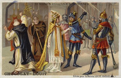 Sciarra Colonna batendo no papa Bonifácio VIII, 1303 de French School