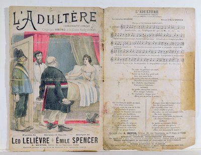 Ficha de pontuação de LAdultere, uma banda desenhada com palavras de L. Lelievre e música de E. Spencer de French School