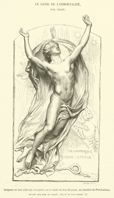 Escultura em alto relevo para ser colocada no túmulo de Jean Reynaud no cemitério de Pere-Lachaise (gravura) de French School