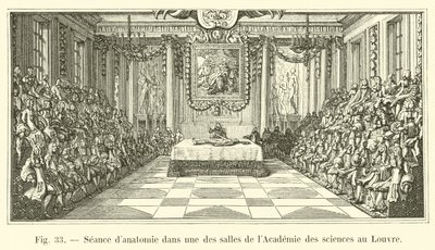 Seance danatomie em uma das salas da Academia de Ciências do Louvre de French School