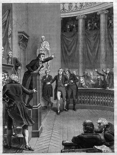 Seance du Tribunat: discurso de Benjamin Constant (1767-1830) na tribuna denoncant le régime mis up par Napoleon, Janeiro de 1800 - Gravação de 1865 no "Histoire du Consulate et de l