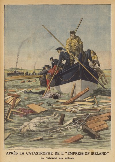 Procura de vítimas do afundamento da Imperatriz da Irlanda (cor litho) de French School