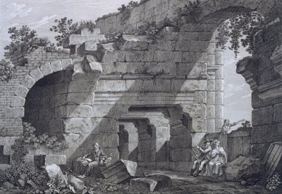 Galerias de segunda linha do anfiteatro em Nimes, de Antiquités de France: Vol. I, Monumentos de Nimes de French School