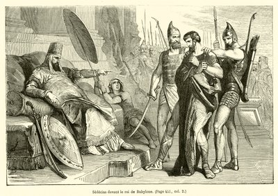 Sedecias perante o rei da Babilónia (gravura) de French School
